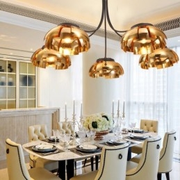 Candelabru modern contemporan din oțel cu 5 lumini și abajur din acril