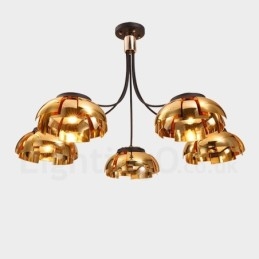 Candelabru modern contemporan din oțel cu 5 lumini și abajur din acril