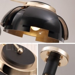 Candelabru modern contemporan din oțel cu 3 lumini și abajur din acril