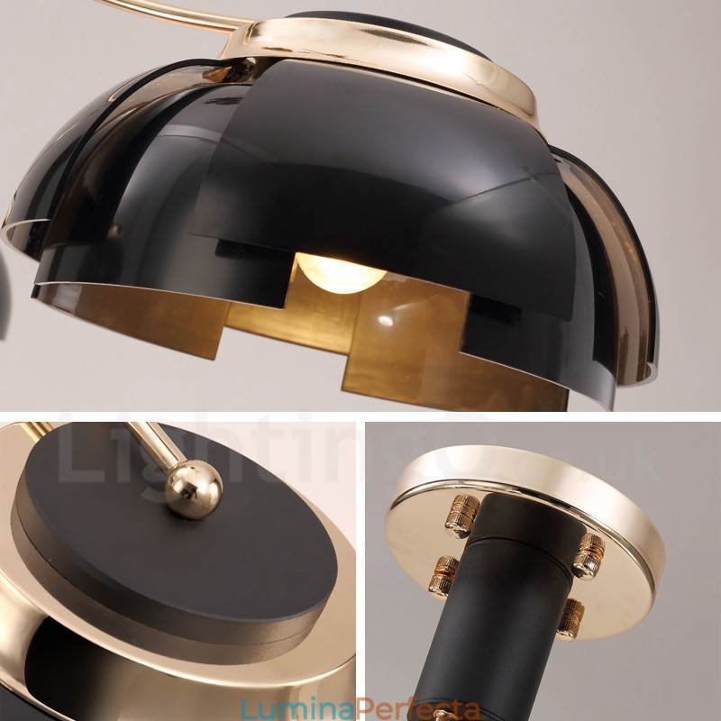 Candelabru modern contemporan din oțel cu 3 lumini și abajur din acril