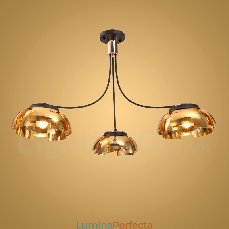 Candelabru modern contemporan din oțel cu 3 lumini și abajur din acril