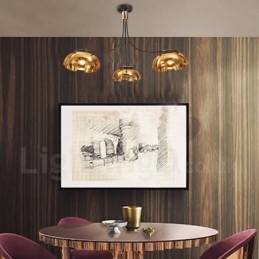Candelabru modern contemporan din oțel cu 3 lumini și abajur din acril