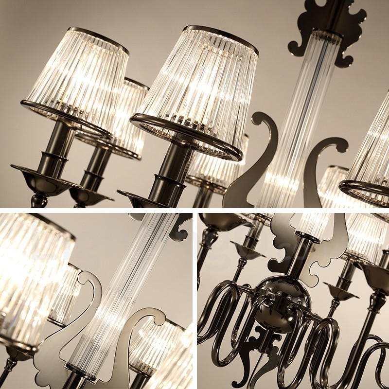 Candelabru modern contemporan din oțel cu 8 lumini și abajur din acril