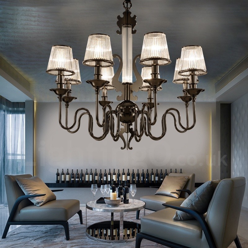 Candelabru modern contemporan din oțel cu 8 lumini și abajur din acril