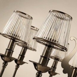 Candelabru modern contemporan din oțel cu 6 lumini și abajur din acril