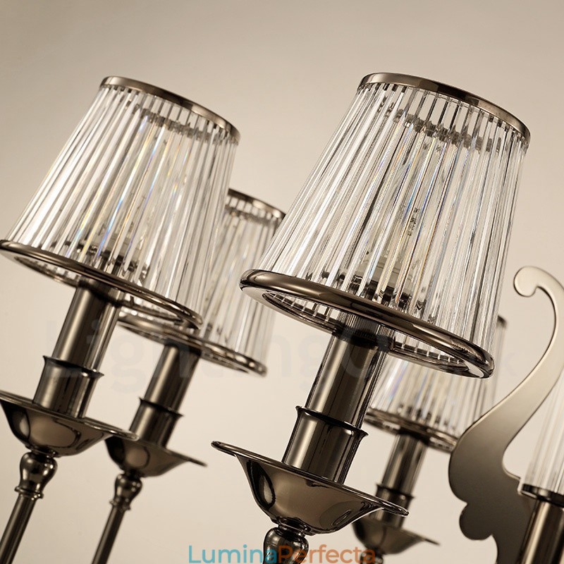 Candelabru modern contemporan din oțel cu 6 lumini și abajur din acril