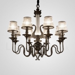 Candelabru modern contemporan din oțel cu 15 lumini și abajur din acril