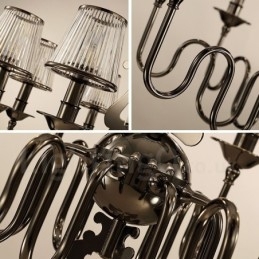 Candelabru modern contemporan din oțel cu 15 lumini și abajur din acril
