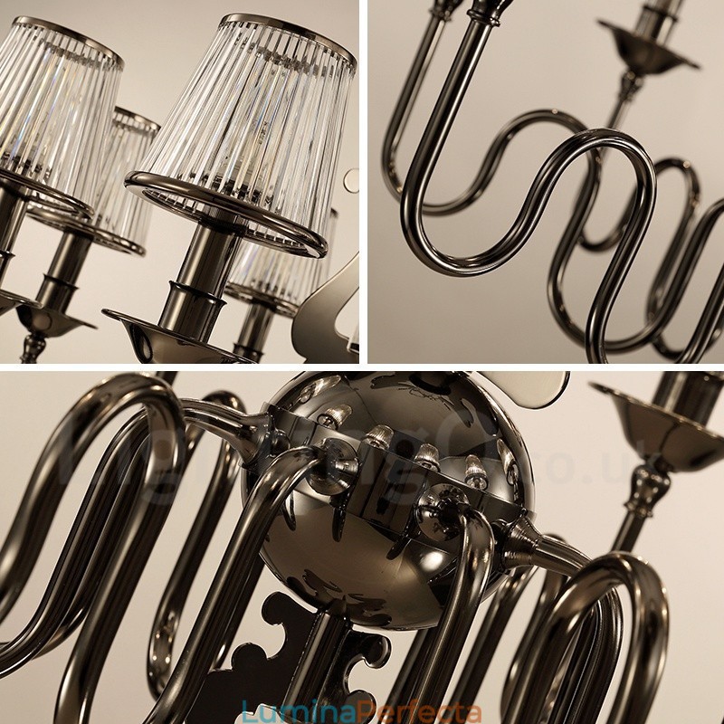 Candelabru modern contemporan din oțel cu 15 lumini și abajur din acril