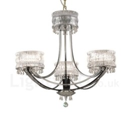 Candelabru modern contemporan din oțel cu 3 lumini și abajur de cristal