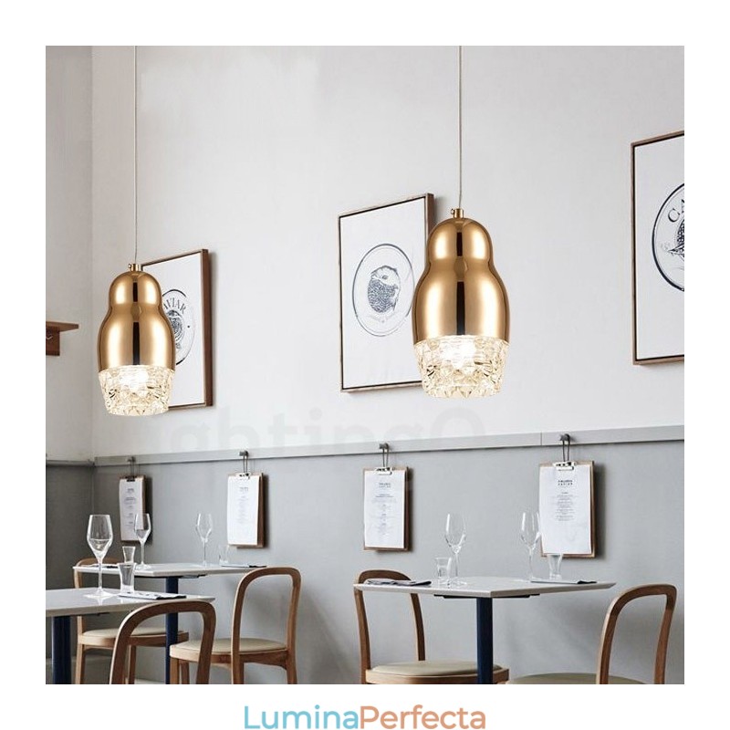 Lampă suspendată modernă, contemporană, cu 1 lumină, din aliaj de aluminiu, cu abajur acrilic