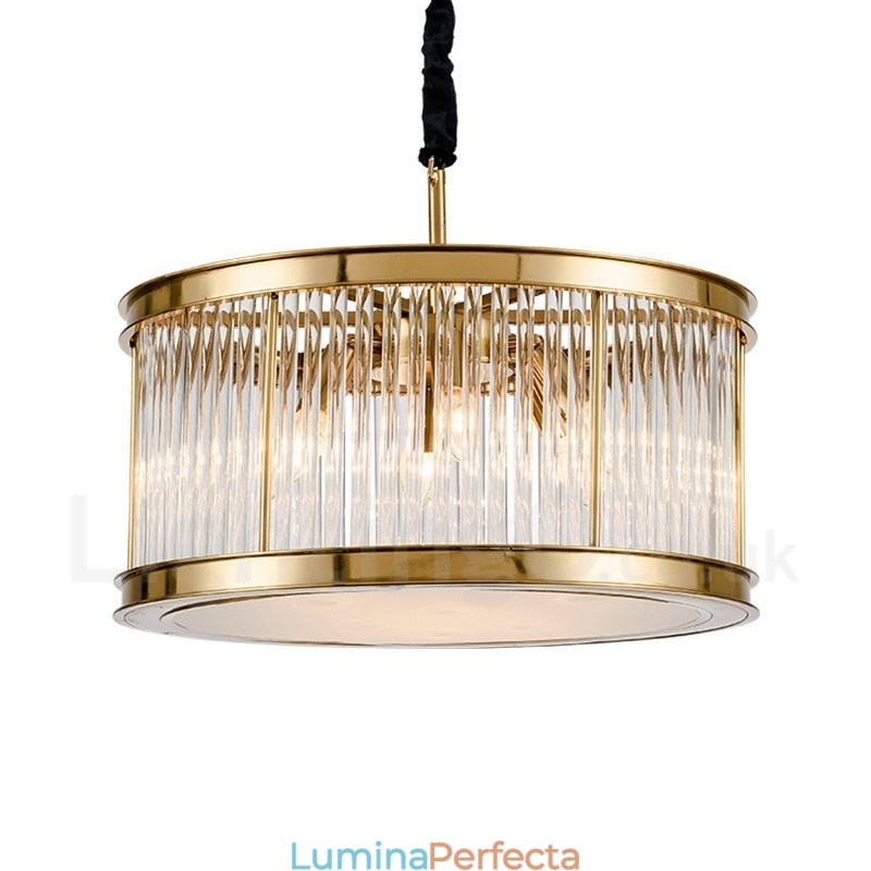 Lampă suspendată din oțel, modernă și contemporană, cu 8 lumini, cu abajur din cristal acrilic