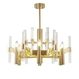 Candelabru modern contemporan din metal cu 8 lumini cu abajur de cristal