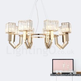 Lampă suspendată din oțel, modernă și contemporană, cu abajur de cristal