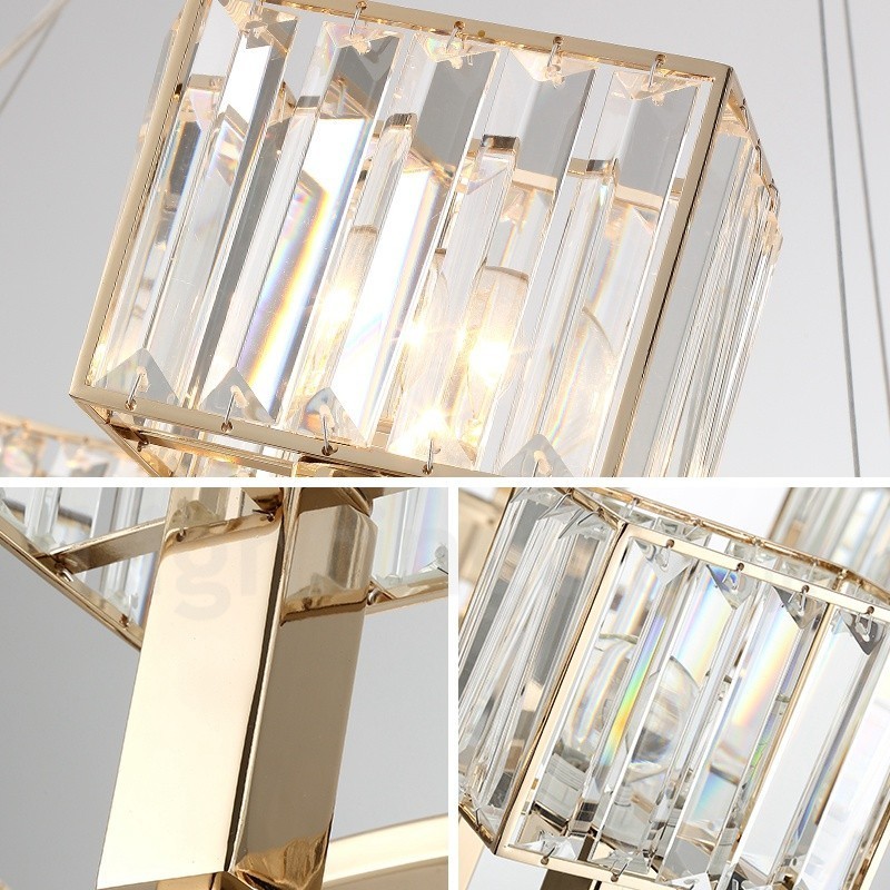 Lampă suspendată din oțel, modernă și contemporană, cu abajur de cristal