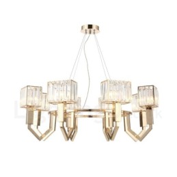 Lampă suspendată din oțel, modernă și contemporană, cu abajur de cristal
