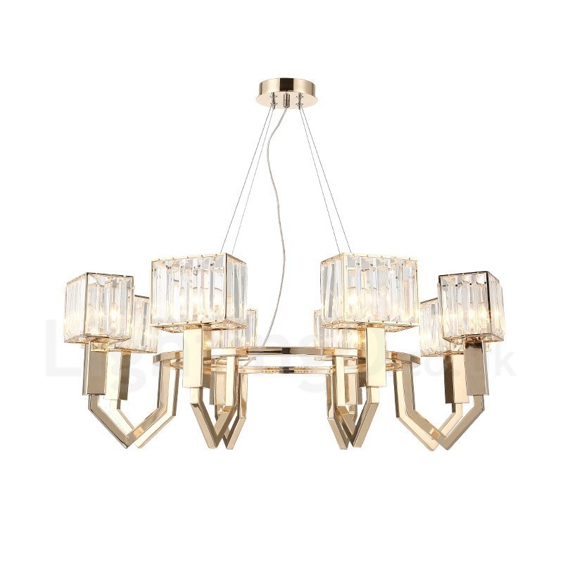 Lampă suspendată din oțel, modernă și contemporană, cu abajur de cristal