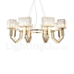 Lampă suspendată din oțel, modernă și contemporană, cu abajur de cristal