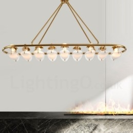 Lampă suspendată modernă, contemporană, din alamă, cu abajur din sticlă