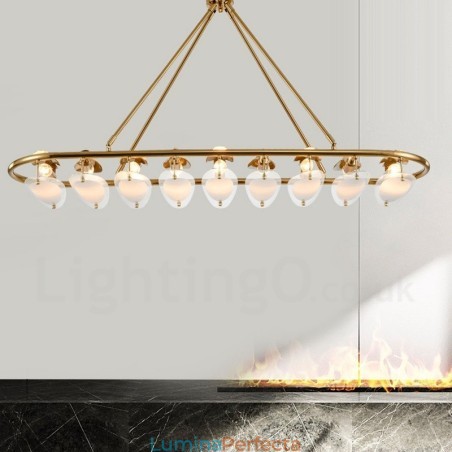 Lampă suspendată modernă, contemporană, din alamă, cu abajur din sticlă Lampă suspendată modernă, contemporană, din alamă, cu abajur din sticlă