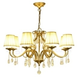 Candelabru din oțel din cristal Rustic Lodge cu 8 lumini și abajur din material textil