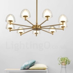 Candelabru modern contemporan din metal cu 9 lumini cu abajur acrilic