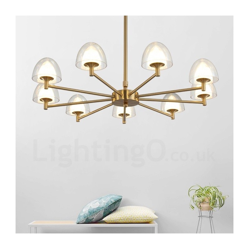 Candelabru modern contemporan din metal cu 9 lumini cu abajur acrilic
