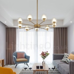 Candelabru modern contemporan din metal cu 9 lumini cu abajur acrilic