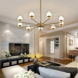 Candelabru modern contemporan din metal cu 9 lumini cu abajur acrilic
