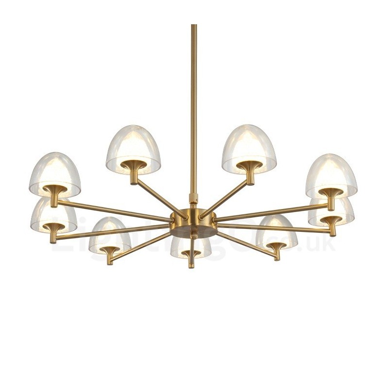 Candelabru modern contemporan din metal cu 9 lumini cu abajur acrilic