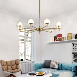 Candelabru modern contemporan din metal cu 9 lumini cu abajur acrilic