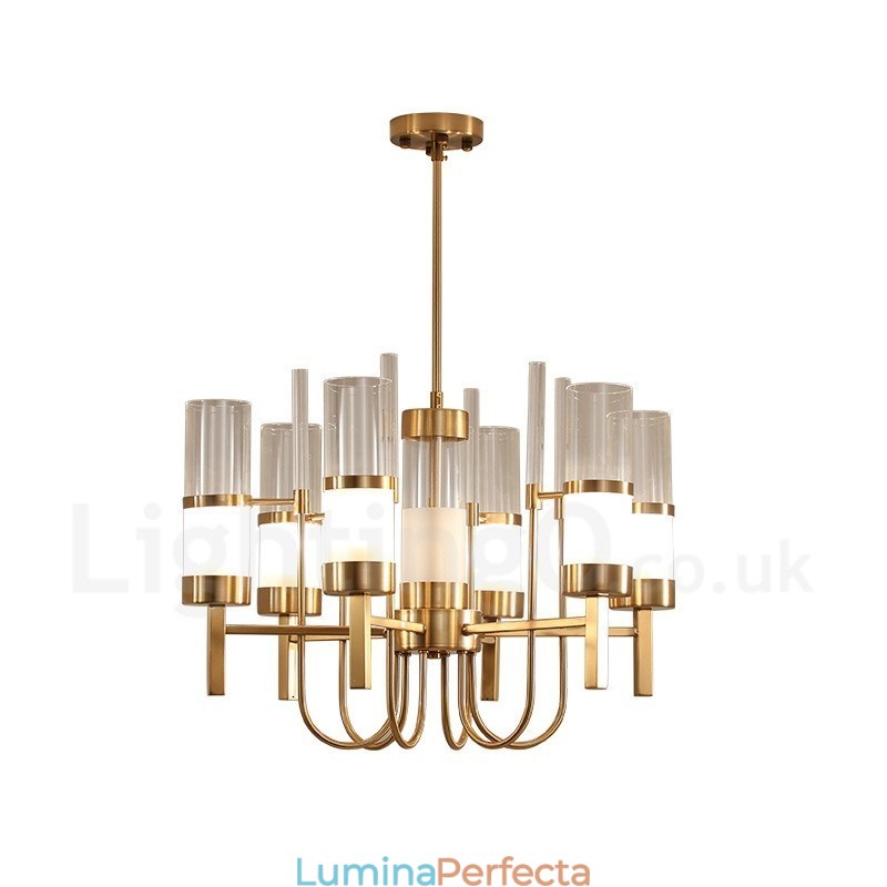 Rustic Lodge Modern Contemporan Candelabru din oțel cu 6 lumini și abajur din sticlă