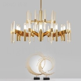 Candelabru modern, contemporan, din aliaj de aluminiu, cu 18 lumini, cu abajur de cristal