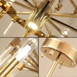 Candelabru modern, contemporan, din aliaj de aluminiu, cu 18 lumini, cu abajur de cristal