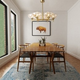 Candelabru modern contemporan cu 6 lumini din aliaj de aluminiu cu abajur din sticlă