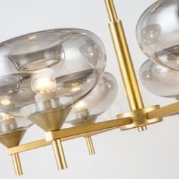 Candelabru modern contemporan cu 6 lumini din aliaj de aluminiu cu abajur din sticlă