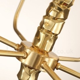 Candelabru modern contemporan din alamă cu 8 lumini și abajur din sticlă
