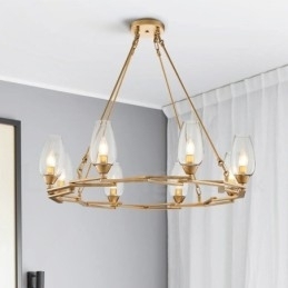 Lampă suspendată din oțel, modernă și contemporană, cu abajur din sticlă