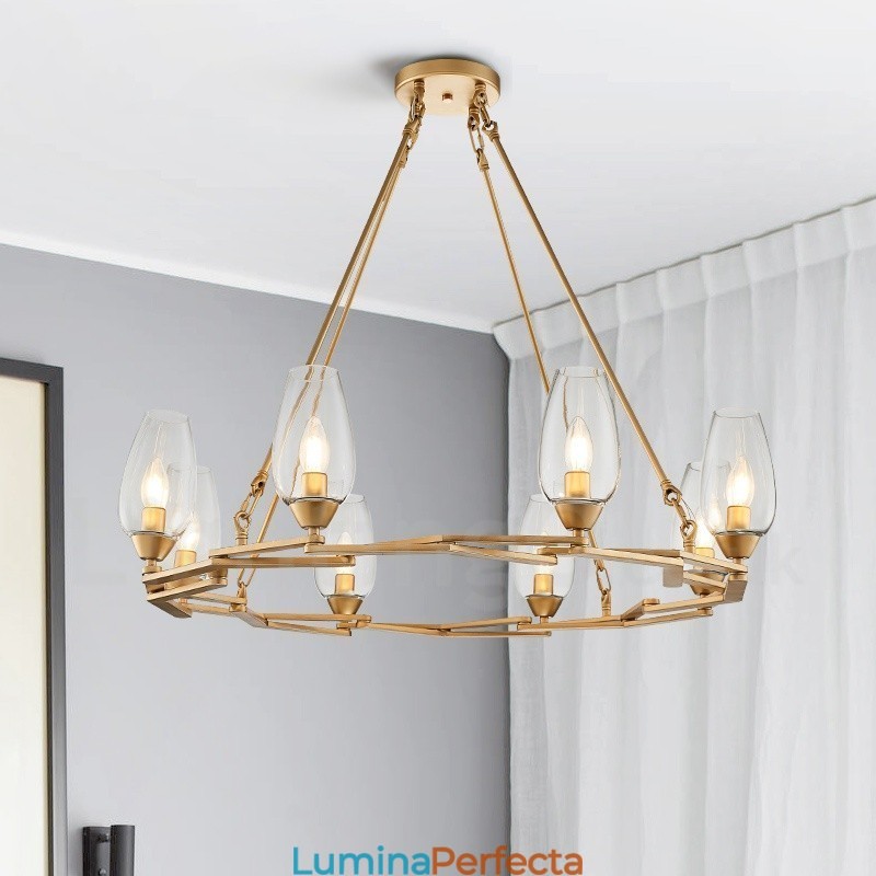 Lampă suspendată din oțel, modernă și contemporană, cu abajur din sticlă