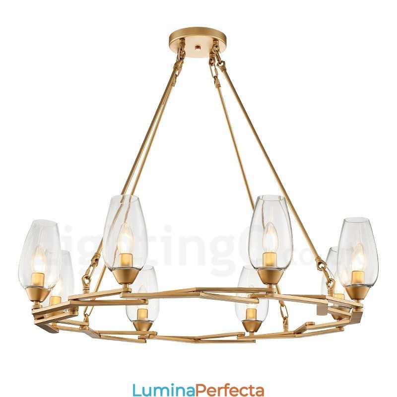 Lampă suspendată din oțel, modernă și contemporană, cu abajur din sticlă