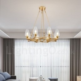 Lampă suspendată din oțel, modernă și contemporană, cu abajur din sticlă