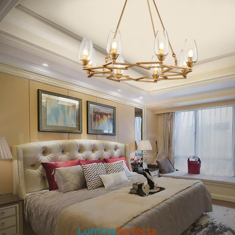 Lampă suspendată din oțel, modernă și contemporană, cu abajur din sticlă