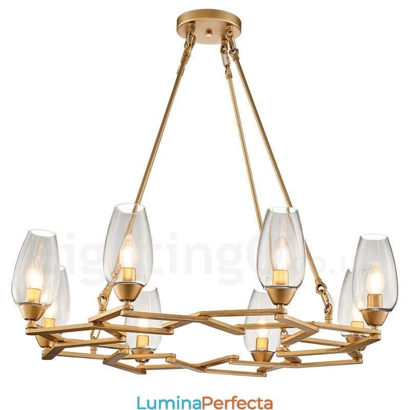 Lampă suspendată din oțel, modernă și contemporană, cu abajur din sticlă