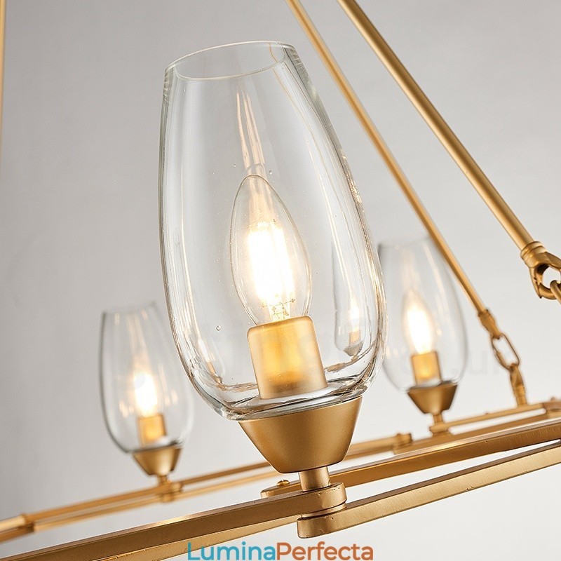 Lampă suspendată din oțel, modernă și contemporană, cu abajur din sticlă