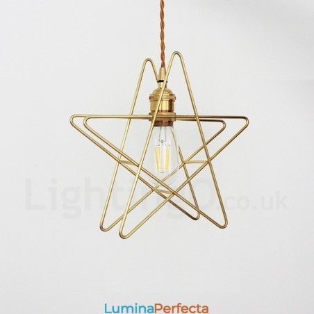 Lampă suspendată din alamă, modernă și contemporană, cu abajur Lampă suspendată din alamă, modernă și contemporană, cu abajur