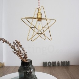 Lampă suspendată din alamă, modernă și contemporană, cu abajur