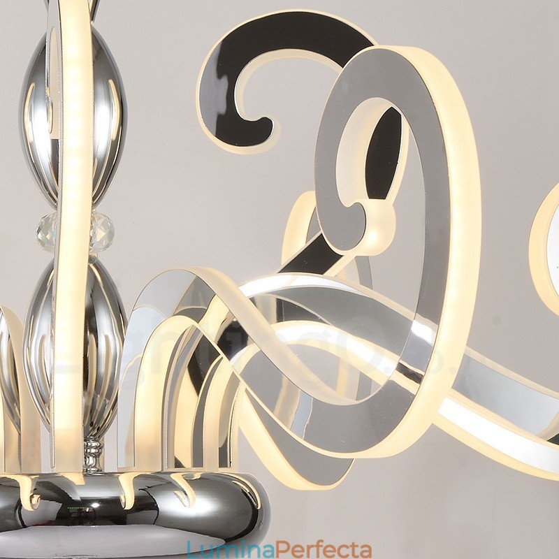 Candelabru modern contemporan din oțel cu 12 lumini și abajur din acril