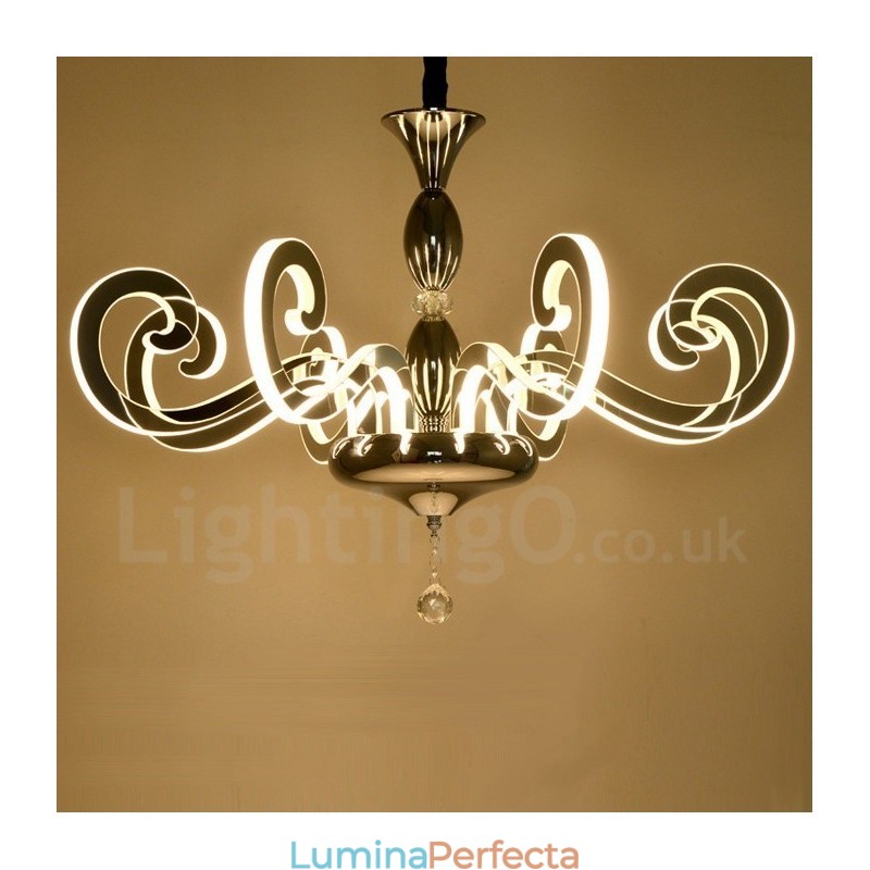 Candelabru modern contemporan din oțel cu 12 lumini și abajur din acril