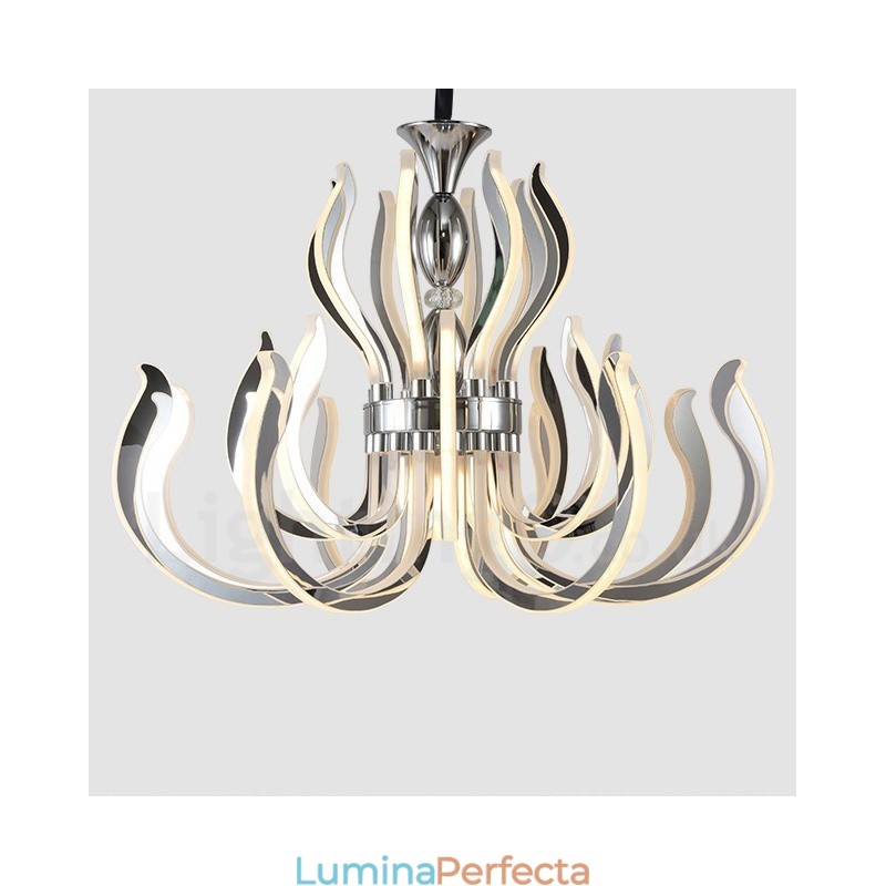 Candelabru acrilic modern contemporan, cu 24 de lumini, cu abajur din acril