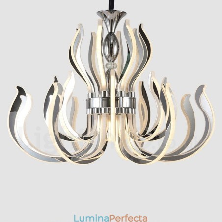 Candelabru acrilic modern contemporan, cu 24 de lumini, cu abajur din acril